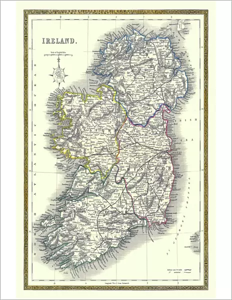 Old Map of Ireland 1852 by Henry George Collins