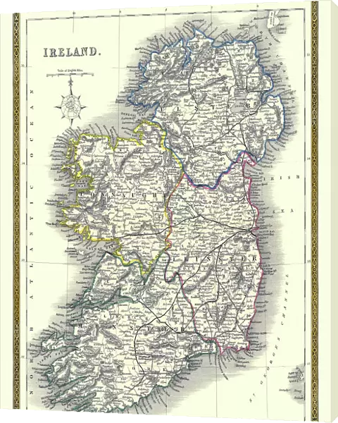 Old Map of Ireland 1852 by Henry George Collins