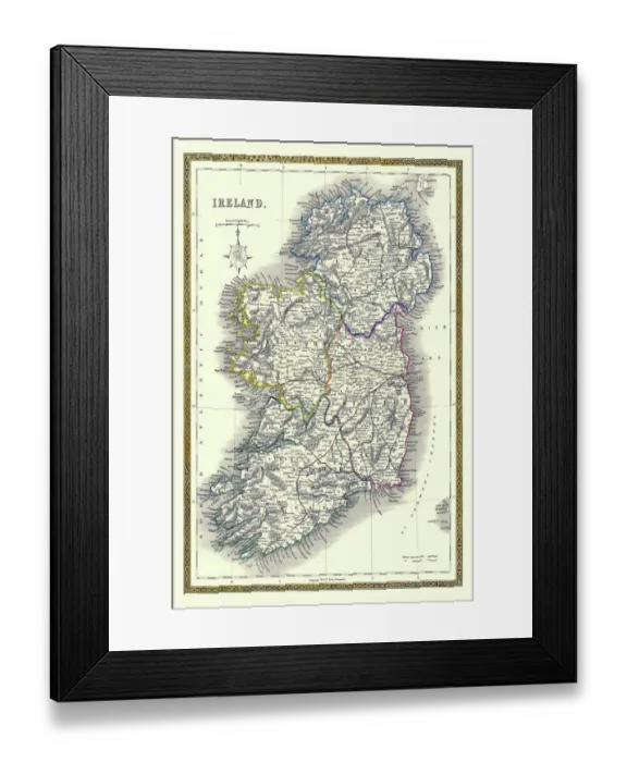 Framed Print : Old Map of Ireland 1852 by Henry George Collins Framed Print : Old Map of Ireland 1852 by Henry George Collins