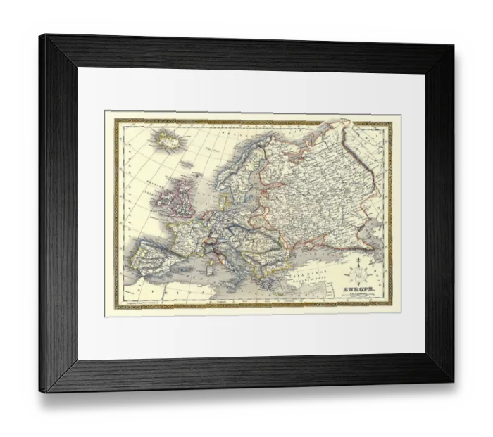 Framed Print : Old Map of Europe 1852 by Henry George Collins