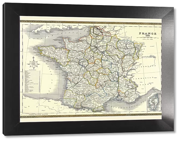 Old Map of France 1852 by Henry George Collins