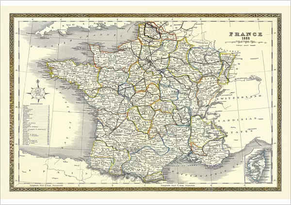 Old Map of France 1852 by Henry George Collins