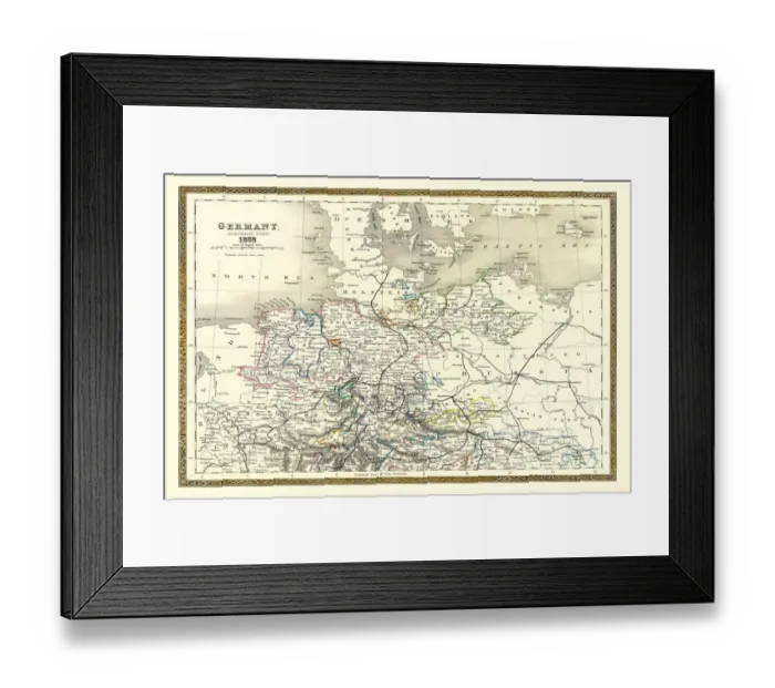 Framed Print : Old Map of Northern Germany 1852 by Henry George Collins