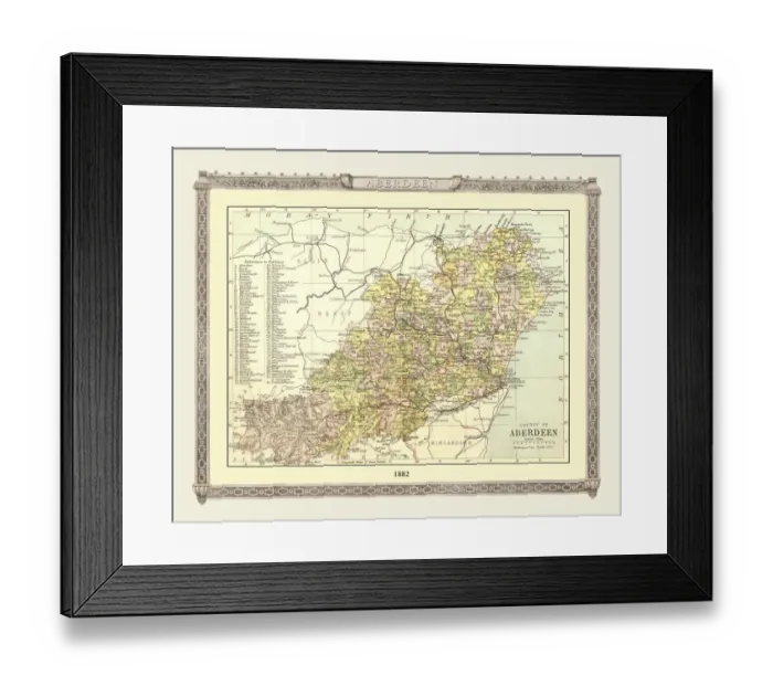 Framed Print : Old Map of the County of Aberdeen from the Philips Handy Atlas of 1882 Framed Print : Old Map of the County of Aberdeen from the Philips Handy Atlas of 1882