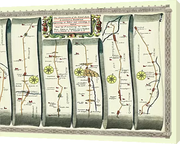 Old Road Strip Map (PLATE 6) The Continuation of the Road from London to Barwick