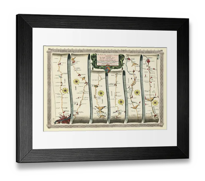 Framed Print : Old Road Strip Map (PLATE 4) The Road from London to Arundel