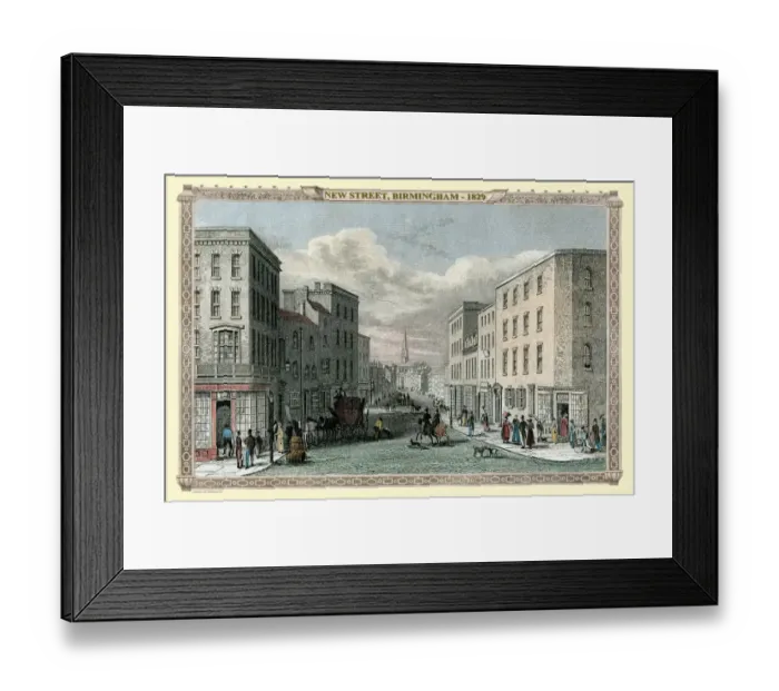 Framed Print : View down New Street in Birmingham 1829 Framed Print : View down New Street in Birmingham 1829