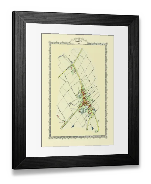 Framed Print : Old Map of the Village of Warton in the County of Warwickshire 1882 Framed Print : Old Map of the Village of Warton in the County of Warwickshire 1882