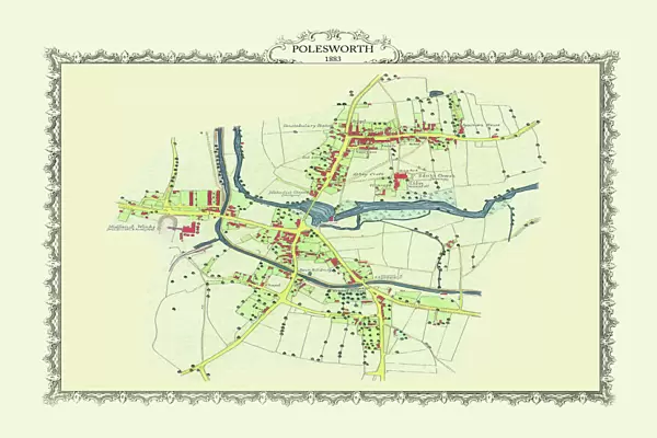 Old Map of the Village of Polesworth near Tamworth 1887
