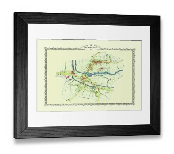 Framed Print : Old Map of the Village of Polesworth near Tamworth 1887 Framed Print : Old Map of the Village of Polesworth near Tamworth 1887