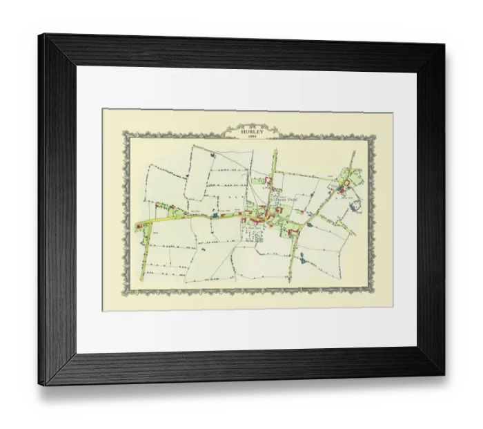 Framed Print : Old Map of the Village of Hurley in Warwickshire 1884