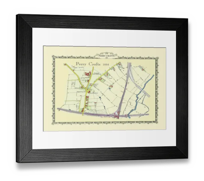 Framed Print : Old Map of Perrry Crofts near Tamworth 1884 Framed Print : Old Map of Perrry Crofts near Tamworth 1884