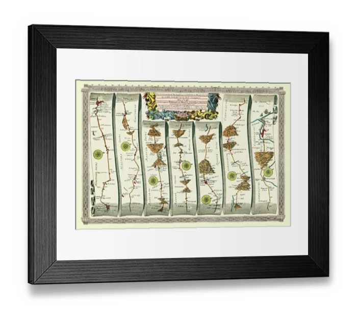 Framed Print : Old Road Strip Map (PLATE 3) The Continuation of the Road from London to Aberystwyth Framed Print : Old Road Strip Map (PLATE 3) The Continuation of the Road from London to Aberystwyth