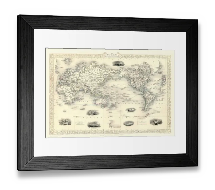 Framed Print : The World on Mercators Projection 1851 Framed Print : The World on Mercators Projection 1851