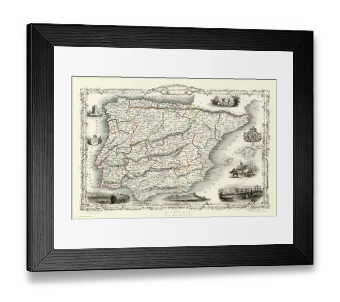 Framed Print : Spain & Portugal 1851