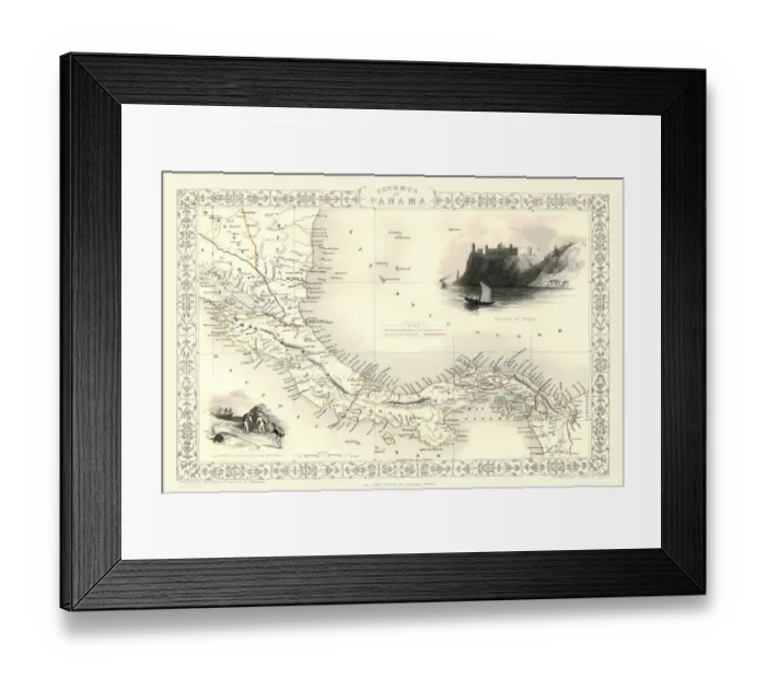 Framed Print : Old Map of Isthmus of Panama 1851 by John Tallis Framed Print : Old Map of Isthmus of Panama 1851 by John Tallis