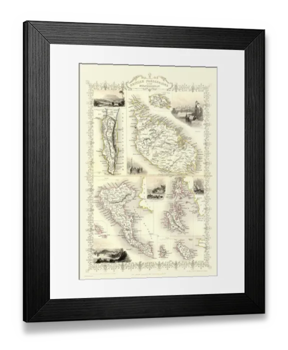 Framed Print : Gibraltar, Malta, and Ionian Isles 1851 Framed Print : Gibraltar, Malta, and Ionian Isles 1851