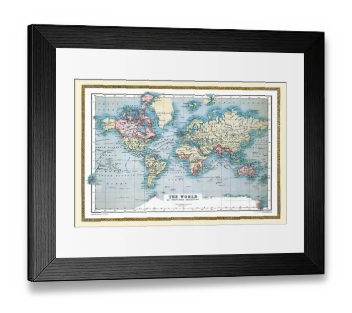 Framed Print : Old Map of the World 1893