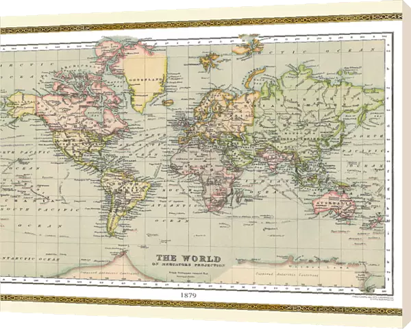 Old Map of The World 1879