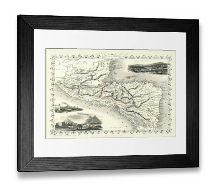 Framed Print : Old Map of Central America 1851 by John Tallis Framed Print : Old Map of Central America 1851 by John Tallis