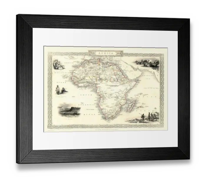 Framed Print : Old Map of Africa 1851 by John Tallis Framed Print : Old Map of Africa 1851 by John Tallis