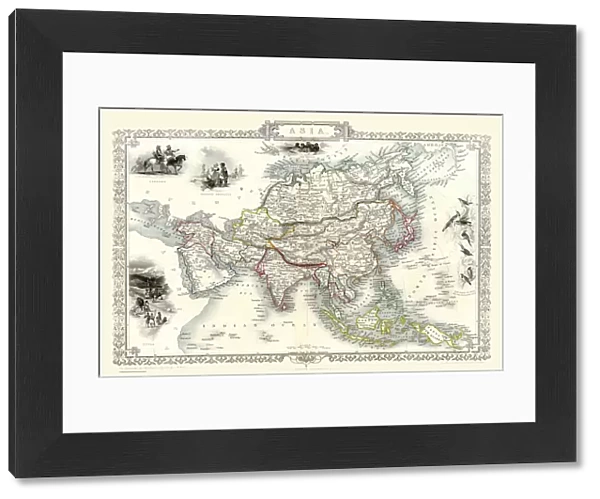 Asia 1851. A fine facimile artworked from an antique original map of the Continent of Asia