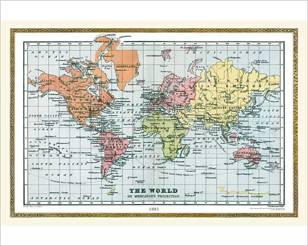Old Map of The World 1881