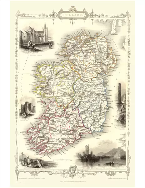 Ireland 1851. A fine facimile artworked from an antique original map of Ireland