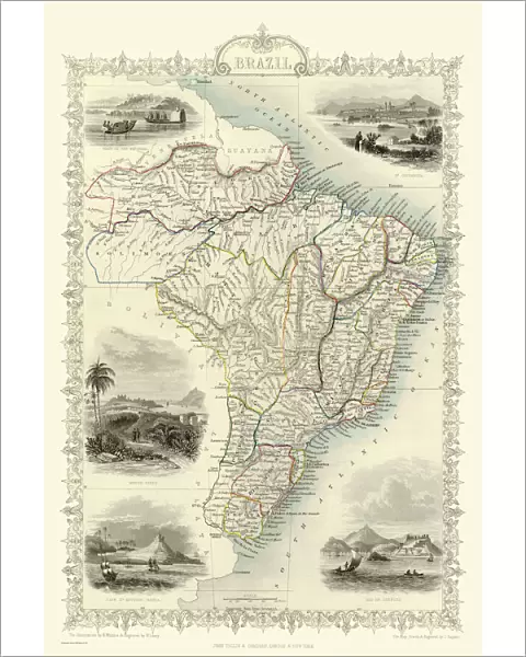 Old Map of Brazil 1851 by John Tallis