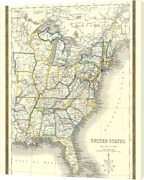 Old Map of The United States of America 1852 by Henry George Collins