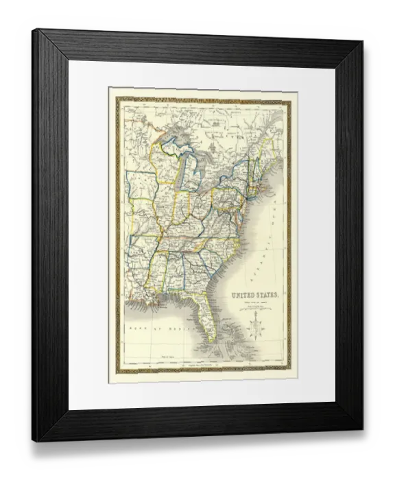 Framed Print : Old Map of The United States of America 1852 by Henry George Collins Framed Print : Old Map of The United States of America 1852 by Henry George Collins