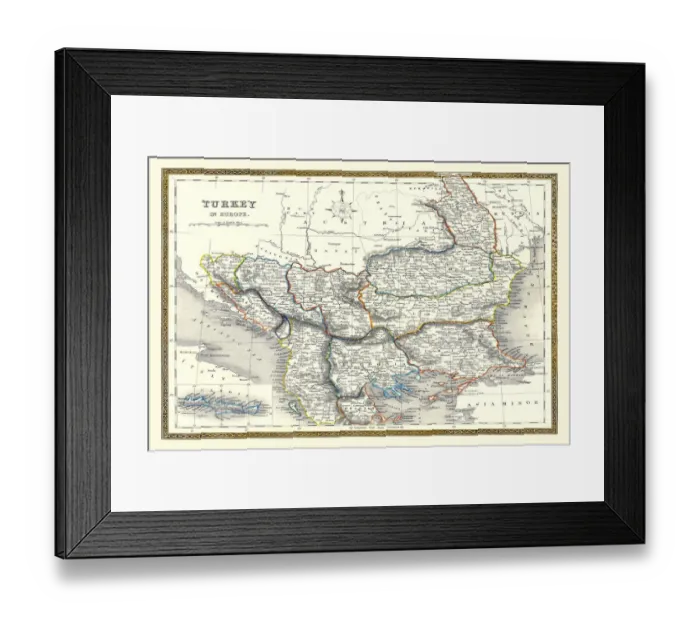 Framed Print : Old Map of Turkey in Europe 1852 by Henry George Collins Framed Print : Old Map of Turkey in Europe 1852 by Henry George Collins