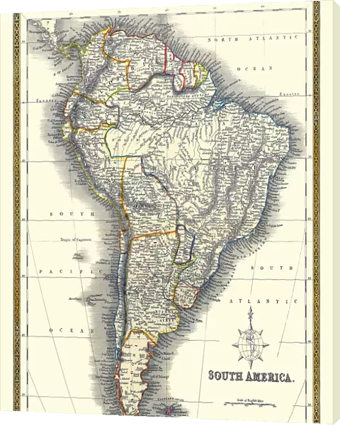 Old Map of South America 1852 by Henry George Collins
