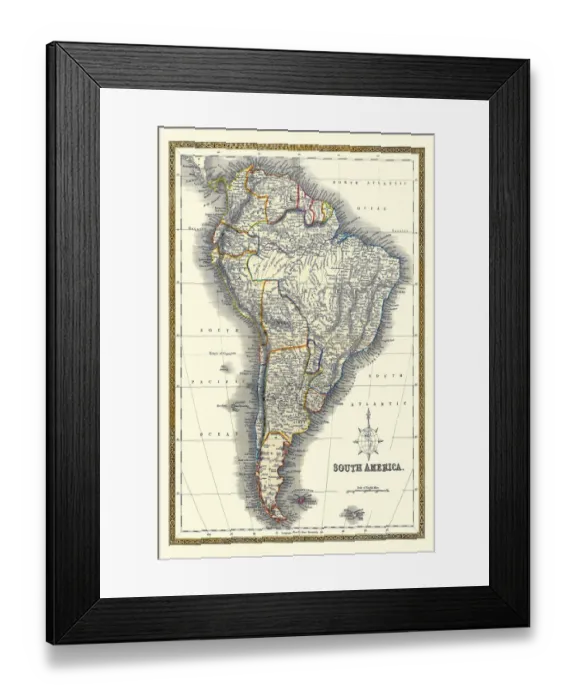 Framed Print : Old Map of South America 1852 by Henry George Collins Framed Print : Old Map of South America 1852 by Henry George Collins