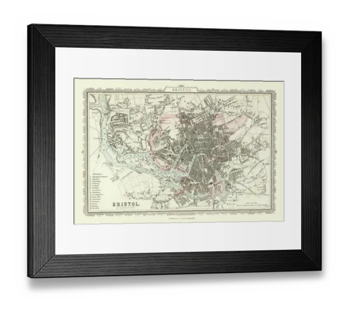 Framed Print : Old Map of Bristol 1866 by Fullarton & Co