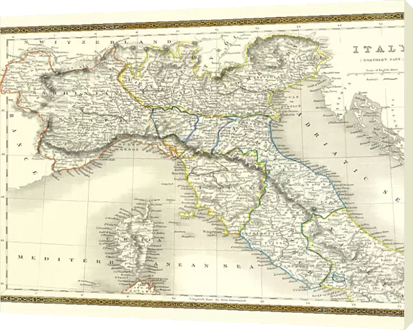 Old Map of Northern Italy 1852 by Henry George Collins
