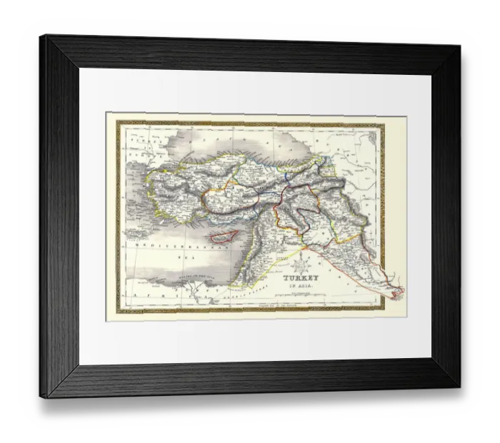 Framed Print : Old Map of Turkey in Asia 1852 by Henry George Collins Framed Print : Old Map of Turkey in Asia 1852 by Henry George Collins