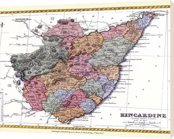 Old County Map of Kincardine Scotland 1847 by A&C Black