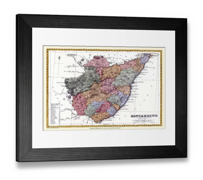 Framed Print : Old County Map of Kincardine Scotland 1847 by A&C Black Framed Print : Old County Map of Kincardine Scotland 1847 by A&C Black