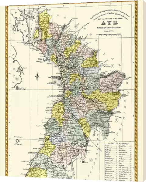 Old County Map of Ayr Scotland 1847 by A&C Black