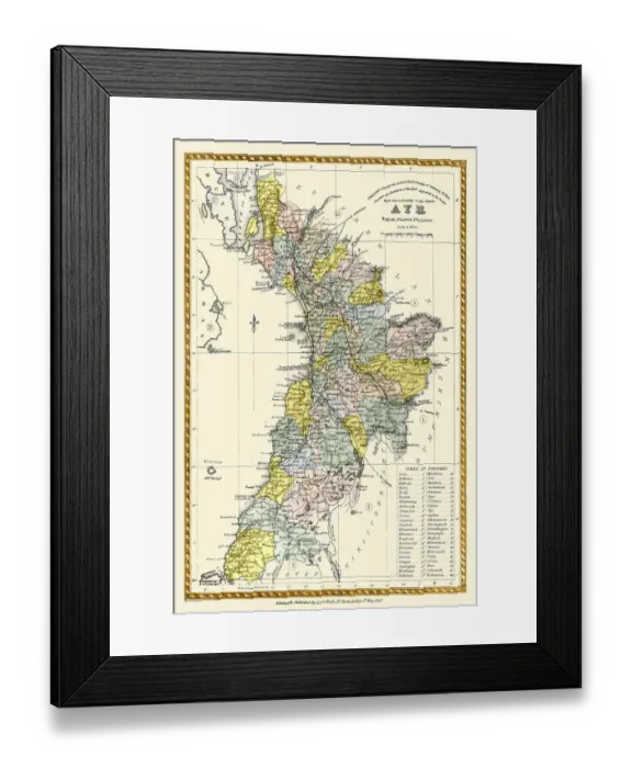 Framed Print : Old County Map of Ayr Scotland 1847 by A&C Black Framed Print : Old County Map of Ayr Scotland 1847 by A&C Black