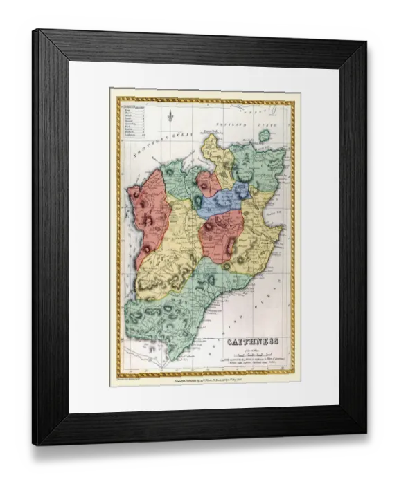 Framed Print : Old County Map of Caithness Scotland 1847 by A&C Black Framed Print : Old County Map of Caithness Scotland 1847 by A&C Black