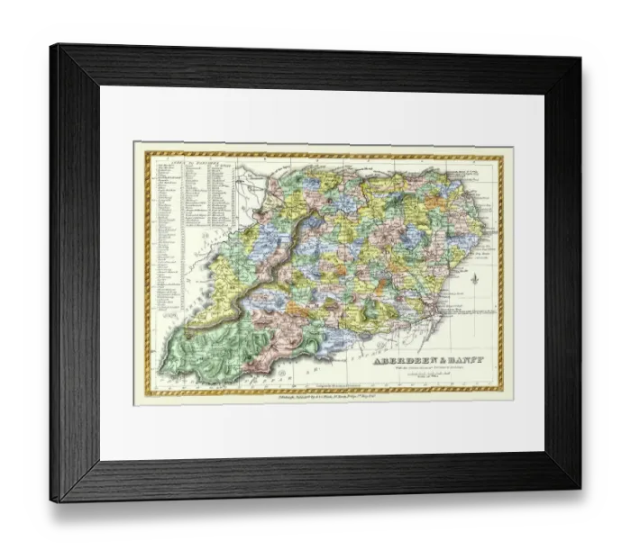 Framed Print : Old County Map of Aberdeen and Banff Scotland 1847 by A&C Black Framed Print : Old County Map of Aberdeen and Banff Scotland 1847 by A&C Black