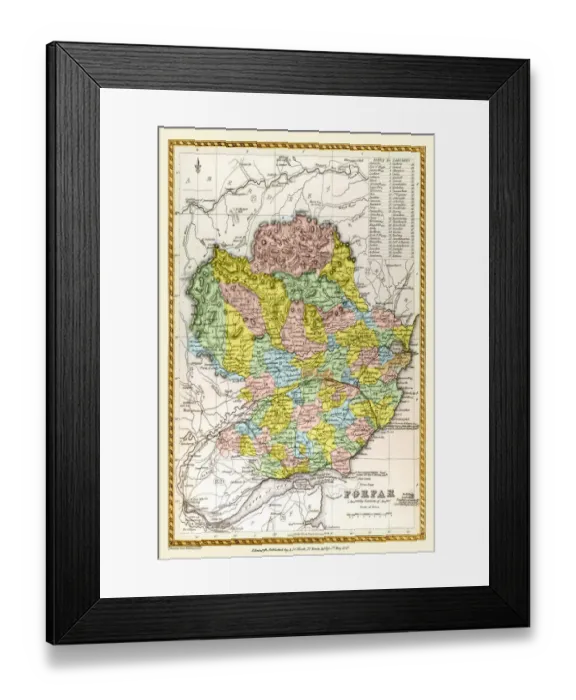 Framed Print : Old County Map of Forfar Scotland 1847 by A&C Black Framed Print : Old County Map of Forfar Scotland 1847 by A&C Black