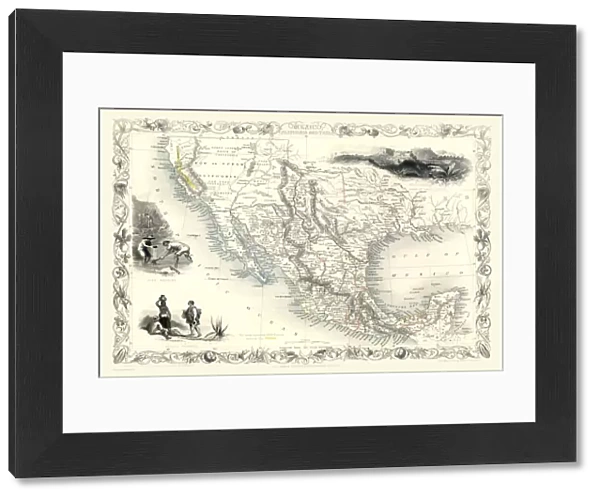 Old Map of Mexico, California & Texas 1851by John Tallis