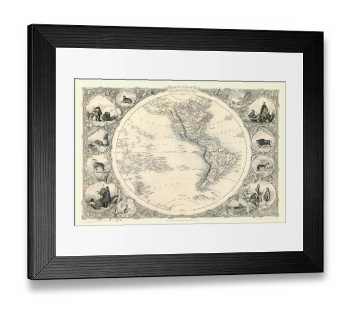 Framed Print : Western Hemisphere 1851 Framed Print : Western Hemisphere 1851