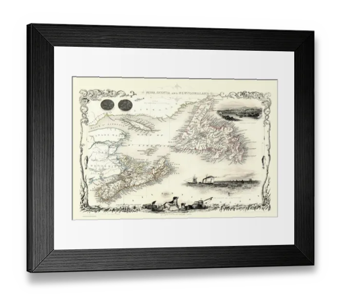 Framed Print : Old Map of Nova Scotia and Newfoundland 1851 by John Tallis Framed Print : Old Map of Nova Scotia and Newfoundland 1851 by John Tallis