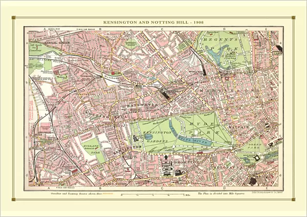 Old Street Map of Kensington and Notting Hill 1908