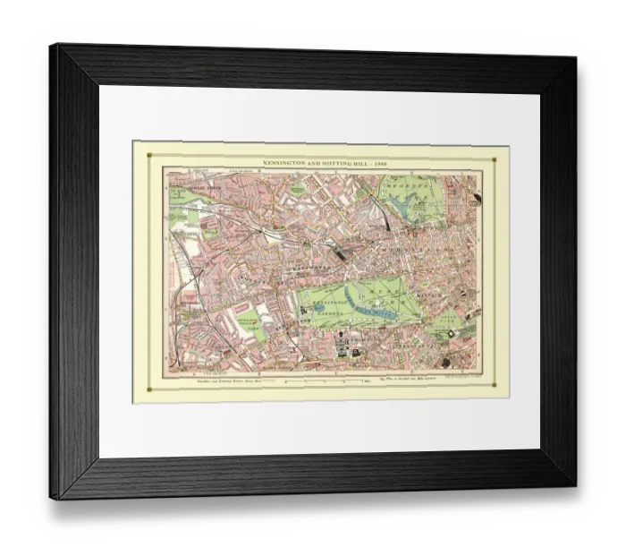Framed Print : Old Street Map of Kensington and Notting Hill 1908 Framed Print : Old Street Map of Kensington and Notting Hill 1908