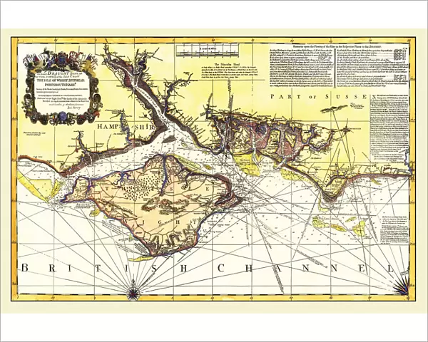 Early Coastal Survey Map of the Isle of Wight, Spithead and Portsmouth Harbour 1794
